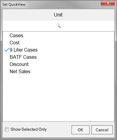 The Set QuickView dialog.