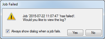 Job Failed Dialog Box