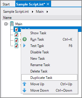 Task Context Menu