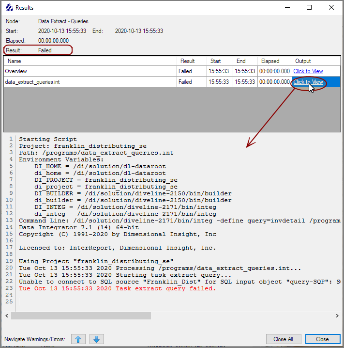 Production Node Failure Results