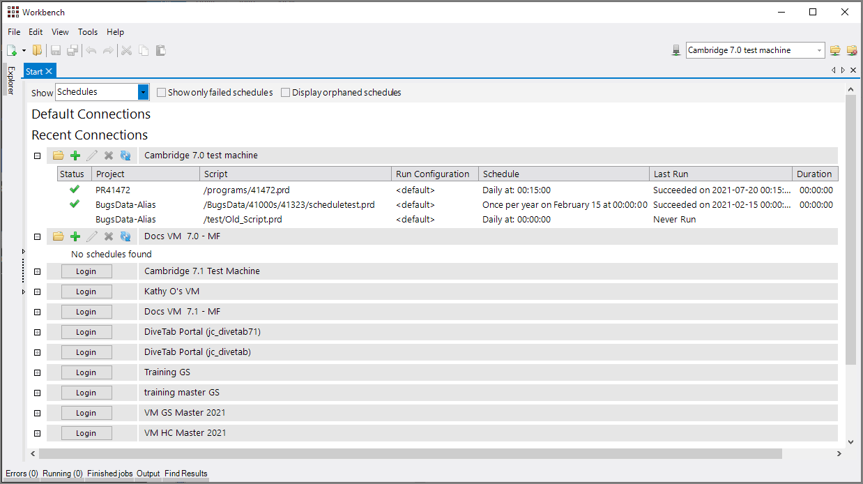 Running Production Scripts from the Start Page