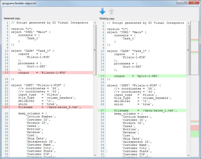 Show Differences from Commit Dialog Box