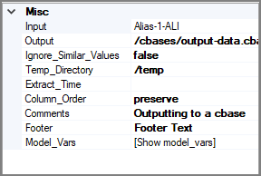 Example of VI cBase output object attributes