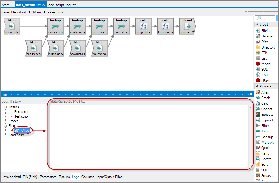 Logs Tab Files Panes