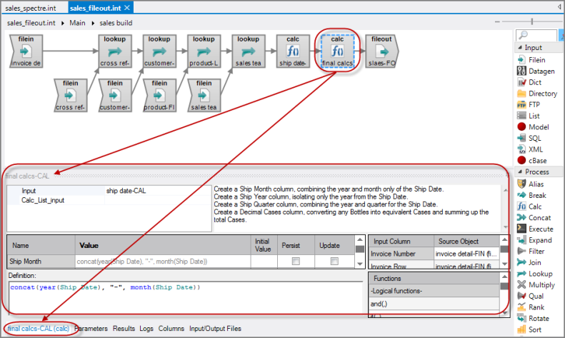 Object Properties Tab Calc Panes