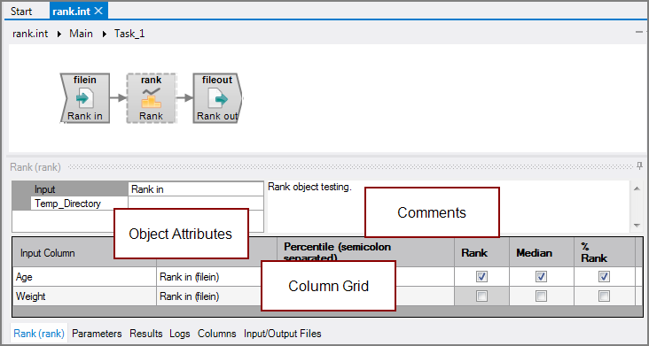 Showing all attribute panes for VI Rank object
