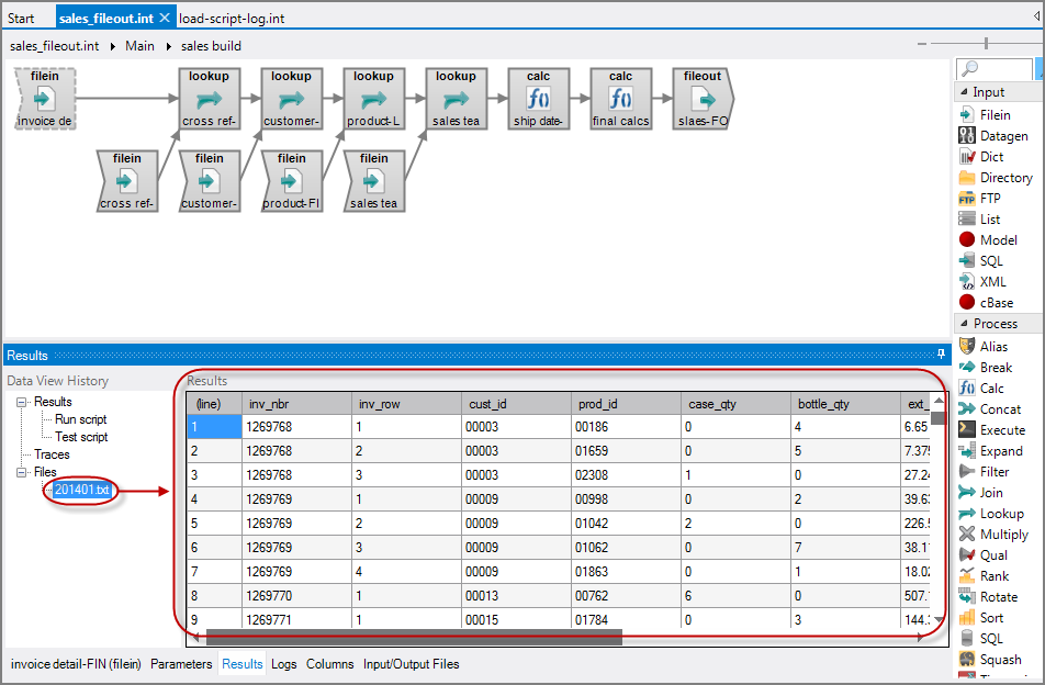 Results Tab Files Panes