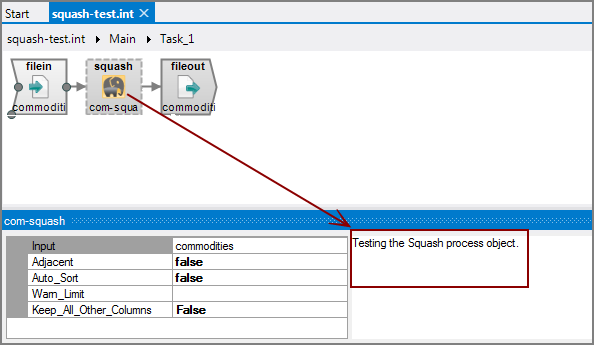 Example of VI Squash process object with comments