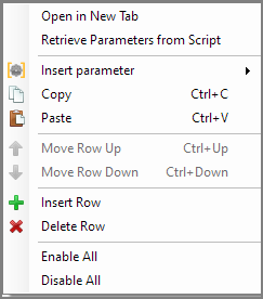 Conext menu for script path attribute