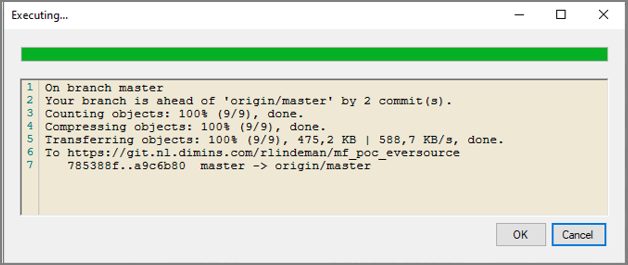 Version Control Push executing