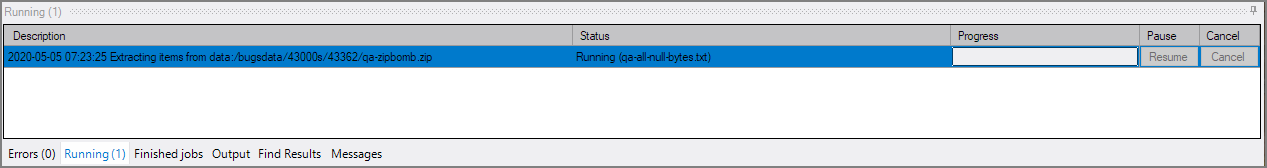 Extract Running sub-tab