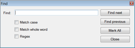 Find dialog Find dialog
