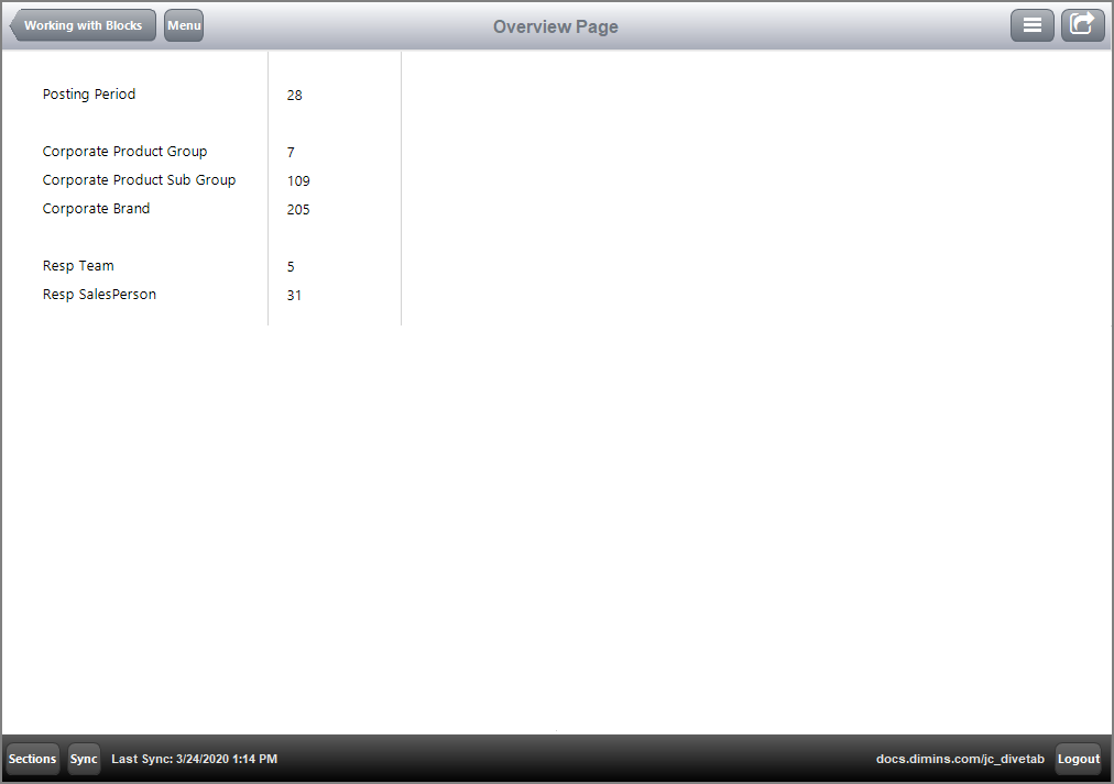Example of an Overview page with a grid.