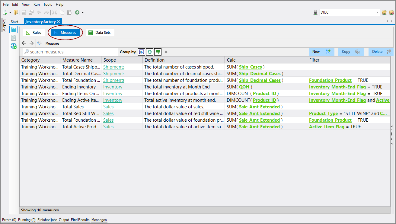 Initial Measures Tab