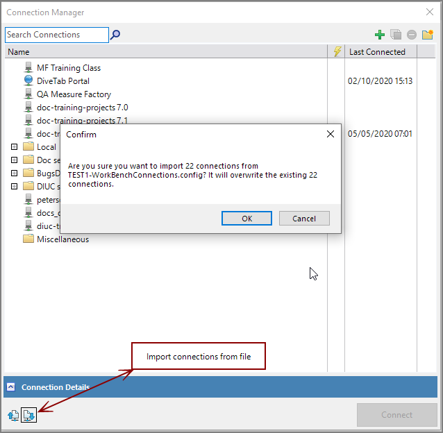 Exporting and Importing Connections