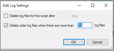Edit Log Settings dialog