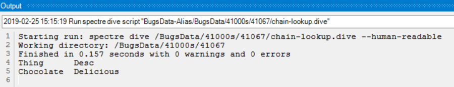 Dive results for chained lookups
