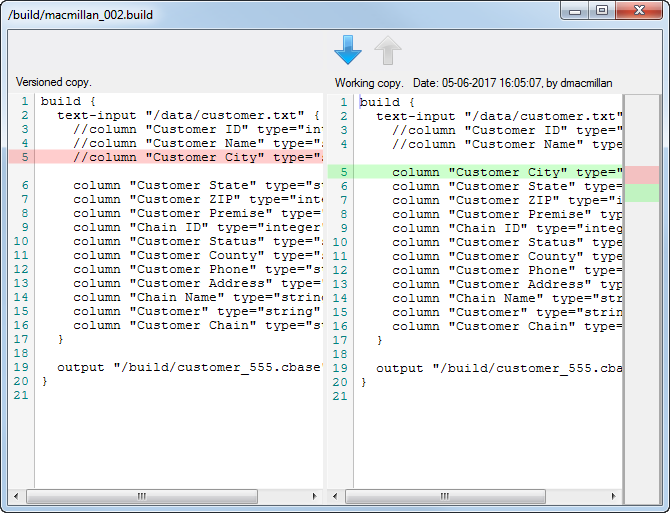 Comparing with working copy
