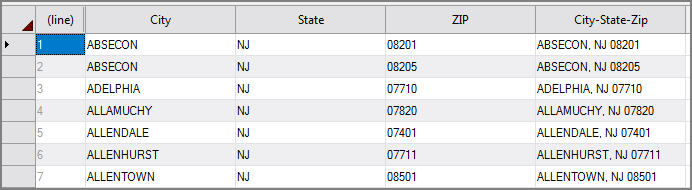 Zip Code Output File