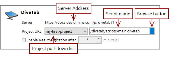 The DiveTab section of the Server Settings.