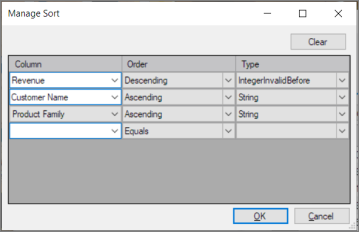 Table Editor Manage Sort