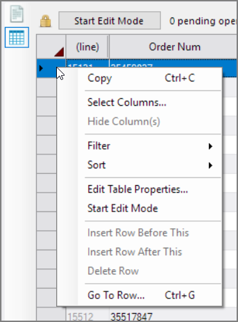 Table Editor Row Context Menu