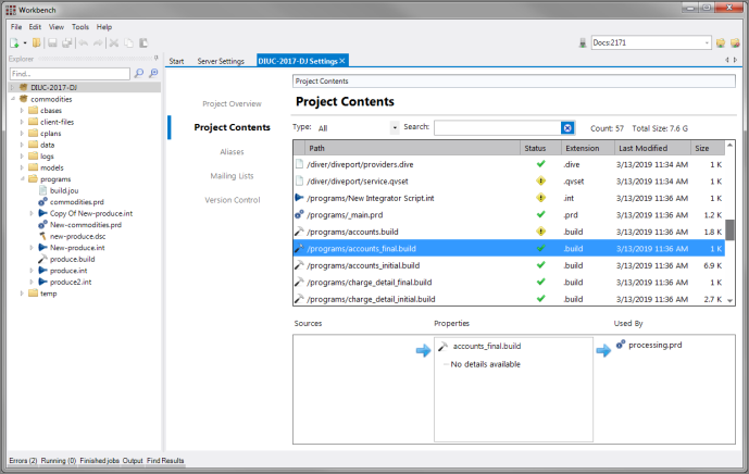 Project Properties Tab Example