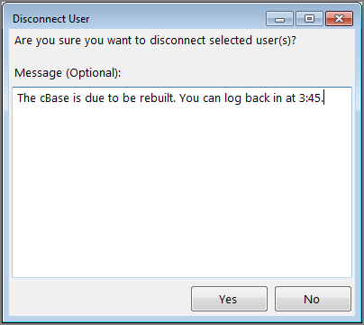 Help Desk Activity Disconnect Dialog Box