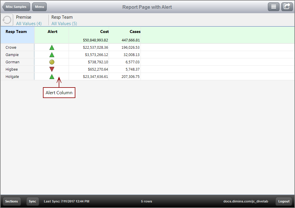 Alert Example with triangle style