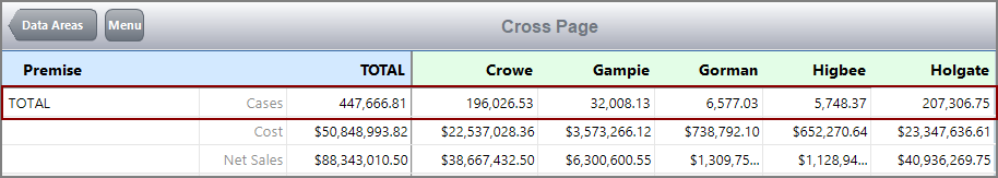 Cross page total row