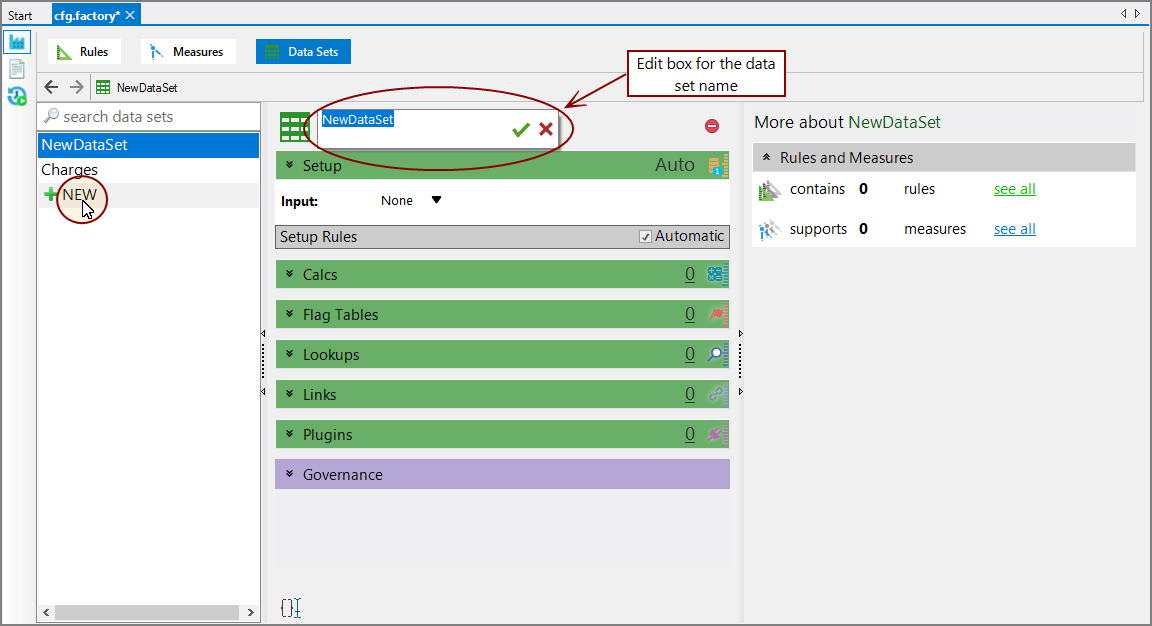 Adding Data Sets Using the Measure Factory Editor