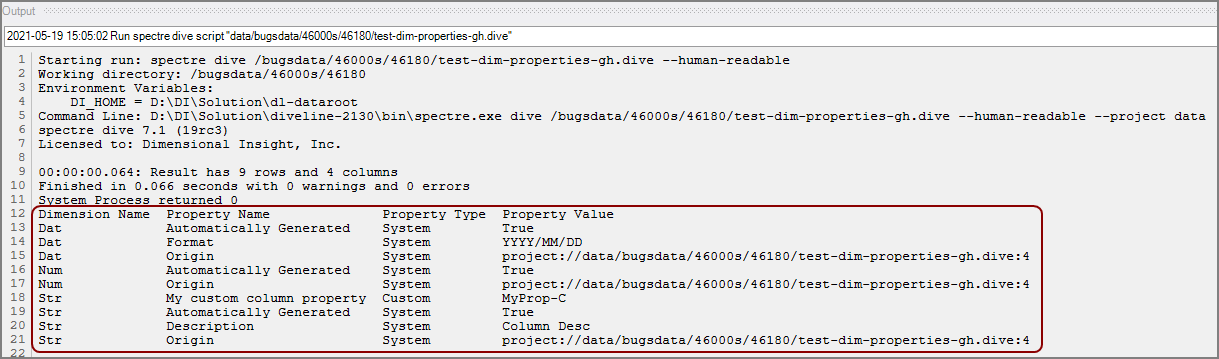 Metadata for Dimension-Properties