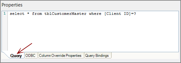 odbc-input query property