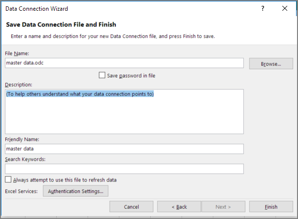 Save Data Connection File