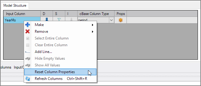 Context menu for VI cBase output object