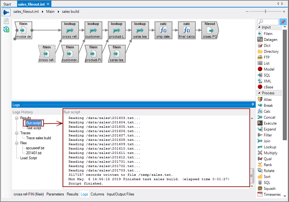 VI Logs Tab Run Script