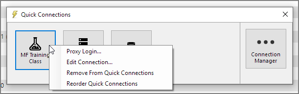 Quick Connection Context Menu