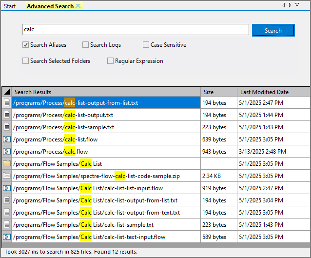 Explorer Advanced Search Results