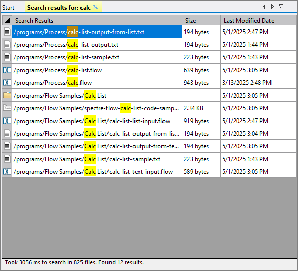 Explorer Quick Search Results