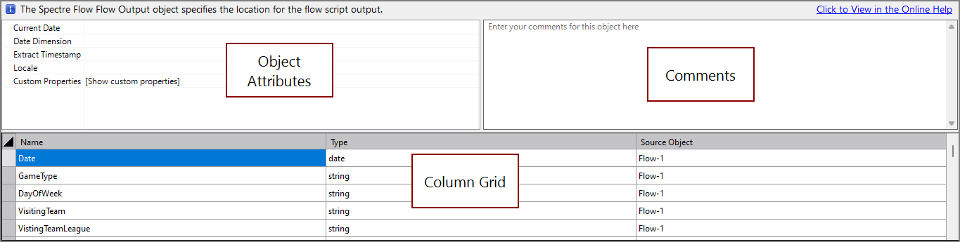 Spectre Flow Output Node Properties