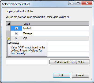 Using the Select Property Values Dialog Box