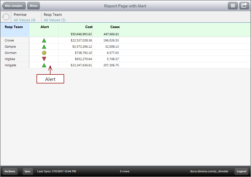 Alert Example with triangle style