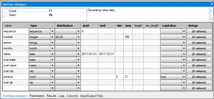 VI Datagen Sample Grid