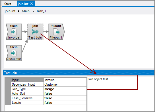 Comments pane of the VI Join object