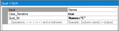 Example of the VI Qual object attributes pane