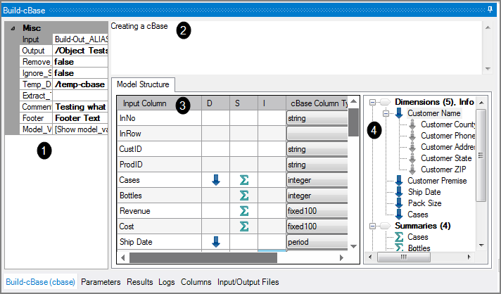 Workbench cBase Output Object Panes