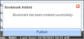 The Bookmark creation confirmation message.