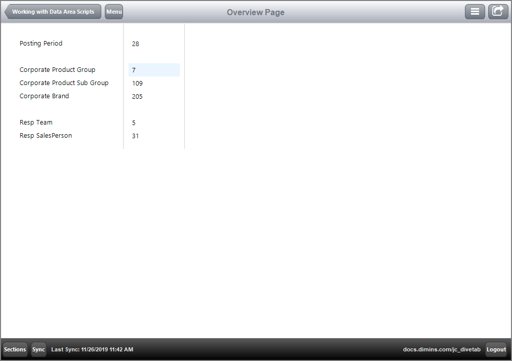 Grid Dimcounts with Links now added; row now shaded to indicate link