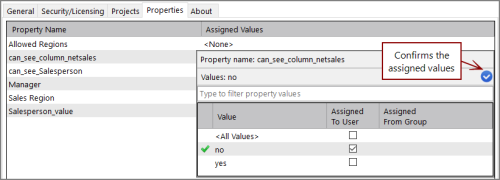 The pull-down menu for CGilbert Property can_see_column_GP$ Assigned Values.