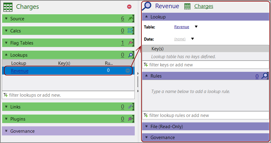 The detail pane for the lookup